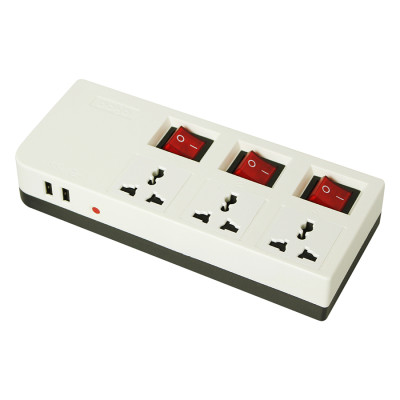 Ổ Cắm Dài 3 Lỗ Kèm Cổng USB Dobo Electric Korea (16A - 3m) - Trắng