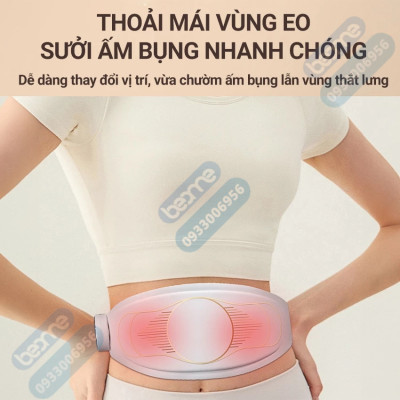 Máy massage xung điện EMS tan mỡ bụng Beame BM-B48, Đai massage lưng bụng rung nhiệt đánh tan mỡ, giảm đau bụng kinh