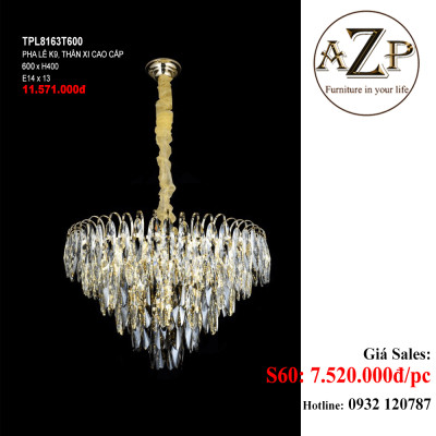 ĐÈN THẢ TRẦN PHA LÊ / ĐÈN THÔNG TẦNG TRANG TRÍ PHÒNG KHÁCH / PHÒNG NGỦ / CẦU THANG / KHÔNG GIAN SANG TRỌNG AZP-8163 phong cách đương đại, hàng nhập khẩu AZP