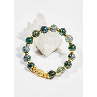 Vòng tay phong thủy nữ đá băng ngọc thủy tảo charm oval 8mm mệnh hỏa , mộc - Ngọc Quý Gemstones