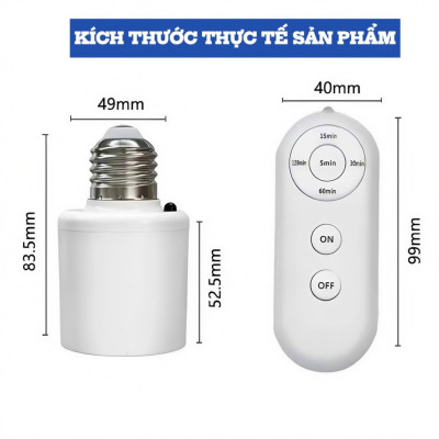 Đui Đèn Thông Minh E27 - Điều Khiển Từ Xa, Hẹn Giờ Tắt Đèn, Kèm Remote điều khiển từ xa