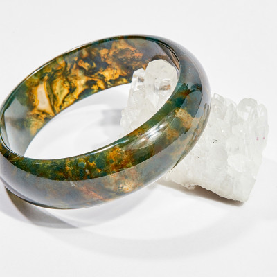 Vòng tay phong thủy đá băng ngọc thủy tảo huyết ni 52 mệnh hỏa , thổ - Ngọc Quý Gemstones