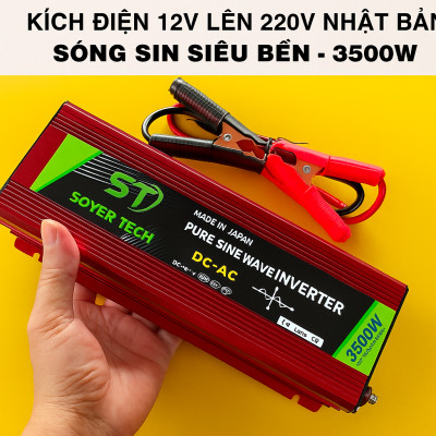 Kích Điện Inverter Cao Cấp Nhật Bản – 12V Lên 220V, Công Suất 3500W, An Toàn Tiết Kiệm