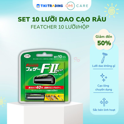 Set 10 lưỡi dao cạo râu 2 lưỡi feather 10 chiếc/hộp