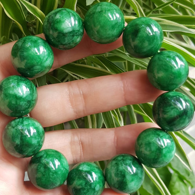 ️Vòng Tay Nam Đá Cẩm Thạch Xanh lá Size lớn hạt 18mm bóng đẹp hợp Các Anh Mệnh Mộc mệnh Hỏa đeo là một món trang sức tuyệt vời cho các quý ông ạ