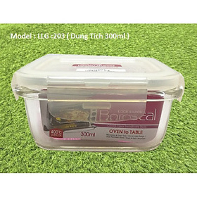 Hộp Thủy Tinh Hình Vuông Borosilicate Lock&Lock  300ml Sử Dụng Trong Lò Vi Sóng, Lò Nướng - LLG203 - Hàng Chính Hãng