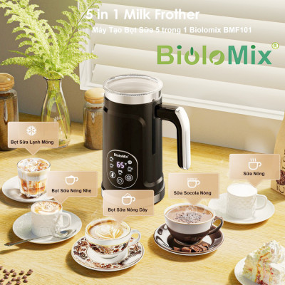 Máy tạo bọt sữa, cà phê, ca cao New Digital 5 trong 1 chuyên nghiệp thương hiệu Mỹ Biolomix BMF102E - Hàng nhập khẩu