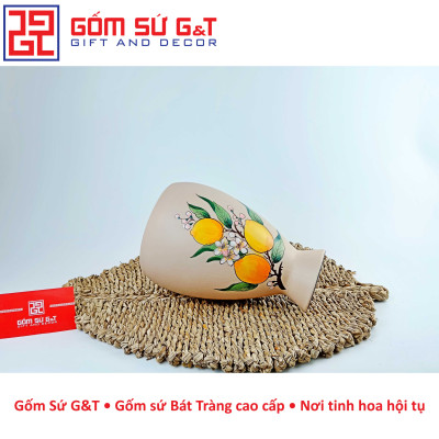 Lọ hoa dáng chân xòe vẽ cam Gốm Sứ G&T