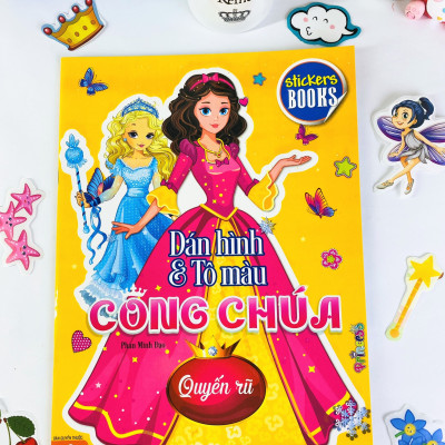 Sách - Combo 6 cuốn Dán hình và tô màu Công Chúa - ndbooks