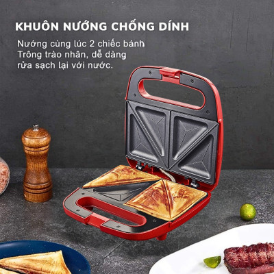 Máy nướng ép bánh SOKANY công suất lớn 750W tích hợp 2 mặt chống dính teflon giúp bánh chín nhanh chóng vô cùng tiện ích - HÀNG CHÍNH HÃNG