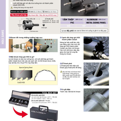 MŨI KHOÉT THÉP GIÓ HOLE SAW BI-METAL HS-S CHIỀU SÂU KHOÉT 24MM/50MM (32MM-41MM) UNIKA (HSS32- HSS41) - HÀNG CHÍNH HÃNG