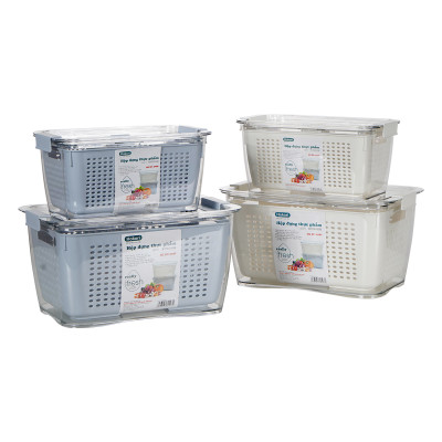 Combo 2 hộp đựng thực phẩm 2 lớp Hokori , Hộp bảo quản thức ăn có lỗ thoát nước Việt Nhật tiện lợi, an toàn - Hàng chính hãng 