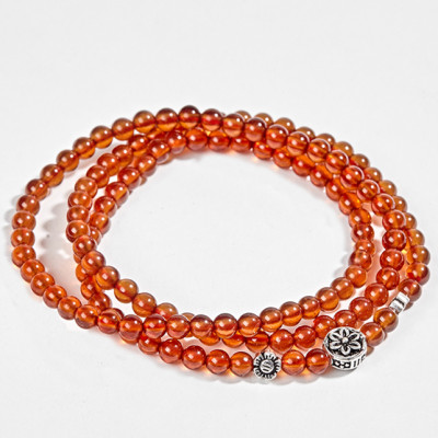 Vòng 3 Line Đá Garnet Cam Phối Charm Bạc (4mm) Ngọc Quý Gemstones