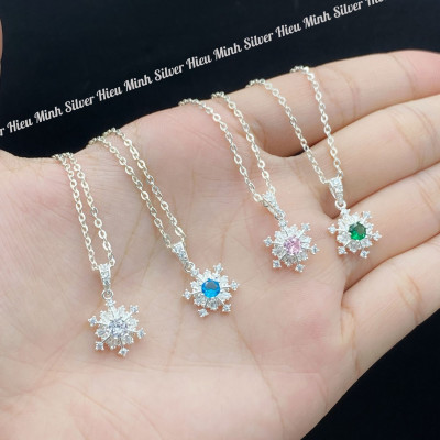 Dây Chuyền Bạc 925 Bông Tuyết Đính Đá Nhân Tạo Cao Cấp Bạc Hiểu Minh DMD535
