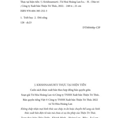 J. Krishnamurti Thực Tại Hiện Tiền