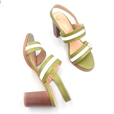 Giày sandal nữ cao gót đế cao 7 phân hàng hiệu rosata hai màu đen xanh thời trang cao cấp ro528