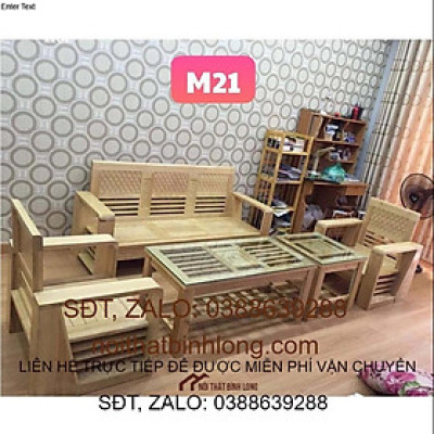 bộ bàn ghế salon M21 gỗ sồi Nga