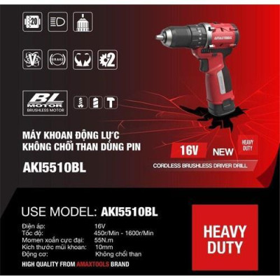 MÁY KHOAN PIN 16V AKI5510BL COMBO AMAXTOOLS  - HÀNG CHÍNH HÃNG