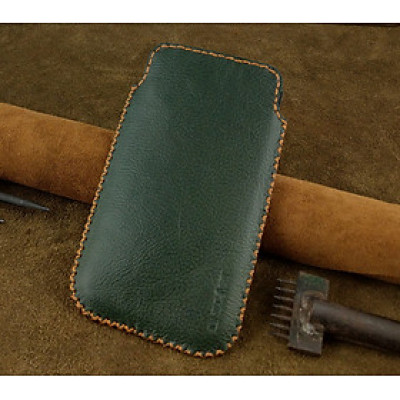 Bao Da Túi Rút dành cho  Samsung Galaxy s8 / s9 Da Bò Hạt Màu Xanh Rêu