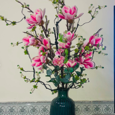 Mộc lan cao su giả - dài 90cm - 1 cành 5 bông - Cây giả, hoa lụa Decor trang trí nhà cửa