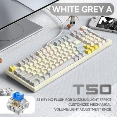 Keyboard T-WOLF T50 Black Chính hãng (Phím cơ, 97 key, Blue Switch, 22 chế độ LED) BH 12 tháng - Hàng chính hãng