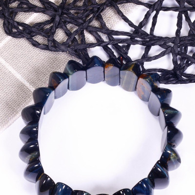 Vòng tay đá mắt hổ xanh đen nanh hổ mệnh thủy, mộc - Ngọc Quý Gemstones