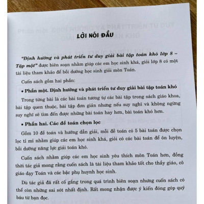 Định Hướng Và Phát Triển Tư Duy Giải Bài Tập Toán Khó Bồi Dưỡng Học Sinh Giỏi Lớp 8 Tập 1 -HA