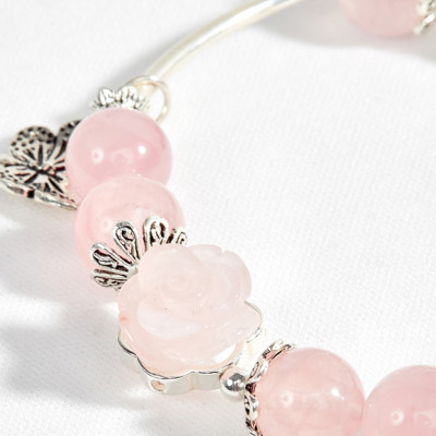 Vòng tay đá thiên nhiên phối chamr hoa mẫu đơn Ngọc Quý Gemstone