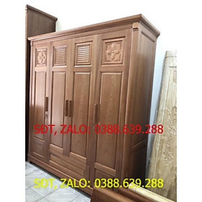 Tủ quần áo 4 cánh gỗ xoan đào