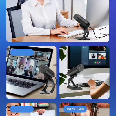 Micro USB Mic Thu Âm Condenser Podcast, Livestream, Radio, ASMR Microphone Phòng Thu Studio PC Microphone Chuyên Nghiệp Thu Âm Rõ Nét Chống Ồn Độ Nhậy Cao LED MÀU HỒNG - Hàng Chính Hãng