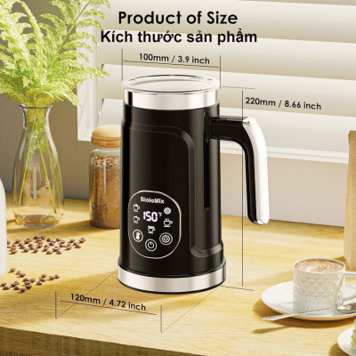 Máy tạo bọt sữa, cà phê, ca cao New Digital 5 trong 1 chuyên nghiệp thương hiệu Mỹ Biolomix BMF102E - Hàng chính hãng (BẢO HÀNH 1 NĂM)