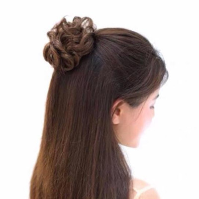 Tóc giả phủ búi cột xoăn cao cấp