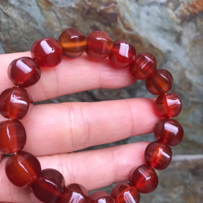 VÒNG ĐÁ MÃ NÃO KHẾ ĐỎ CAM  SIZE VÒNG 10MM  NỮ MẠNG HOẢ MẠNG THỔ 