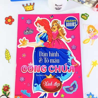 Sách - Combo 6 cuốn Dán hình và tô màu Công Chúa - ndbooks