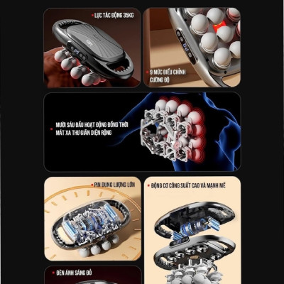 [Tặng củ sạc + cáp sạc] Máy Massage Toàn Thân Cầm Tay 16 Đầu, Máy Mát Xa Đấm Lưng 16 Đầu GDV - Hàng Chính Hãng