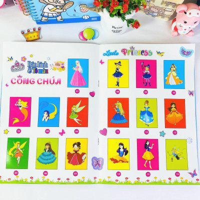 Sách - Combo 6 cuốn Dán hình và tô màu Công Chúa - ndbooks