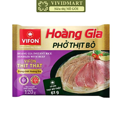 VIFON - Phở Thịt bò Hoàng Gia (có gói thịt bò thật), Phở Hoàng Gia Thịt bò, Phở bò Vifon Hoàng Gia (120g/gói)