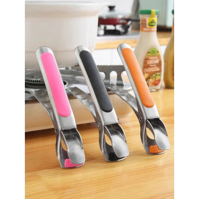 Dụng cụ kẹp gắp đồ nóng inox 304 với mút silicon chống trơn trượt MÀU CAM