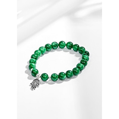 Vòng tay đá thiên nhiên phối bàn tay hamsa bạc size hạt 8mm - Ngọc Quý Gemstones