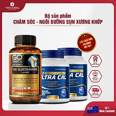 Bộ Sản Phẩm Nhập Khẩu Chăm Sóc Xương Khớp: Viên Uống Xương Khớp Go Glucosamine 1-A-Day 60 Viên Và 2 Hộp Viên Uống Canxi Hữu Cơ Nano NZ Ultra Cal 30 Viên