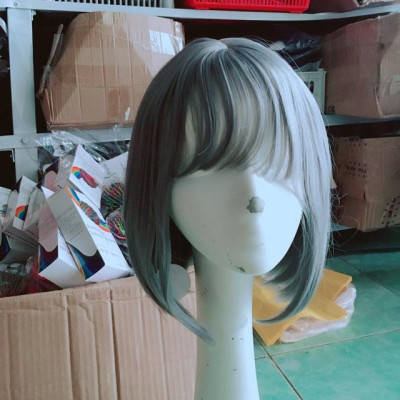 Tóc giả xám khói cúp cao cấp- tặng lưới chùm tóc