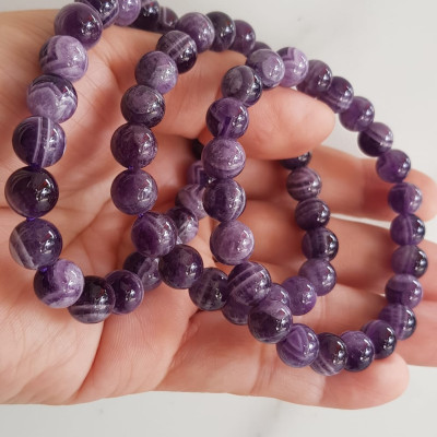 Vòng tay nữ đá thạch anh tím vân mới 8mm mệnh hỏa mệnh thổ rẻ đẹp Vòng đeo tốt sức khỏe, tim mạch, may mắn thuận lợi công việc cuộc sống ạ