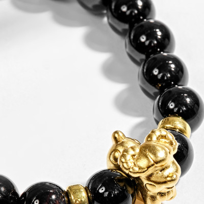 Vòng Tay Đá Thiên Thạch Charm Tuổi Mùi Bạc Mạ Vàng 24K Ngọc Quý Gemstones