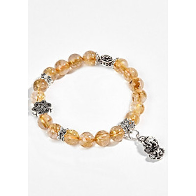 Vòng Thạch Anh Tóc Vàng Phối Charm Tỳ Hưu Treo (8mm) Ngọc Quý Gemstones