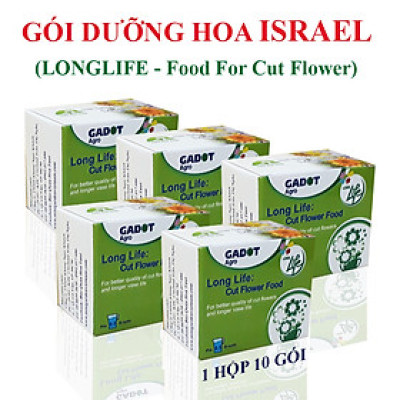 Bộ 5 hộp Chế phẩm xử lý hoa Longlife của Israel - Bảo quản hoa cắm bình tươi lâu và 14 ngày không thối nước