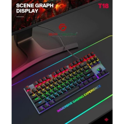 Bàn Phím cơ T-Wolf T18, Blue Switch, USB, LED, 87 Gaming - Hàng chính hãng