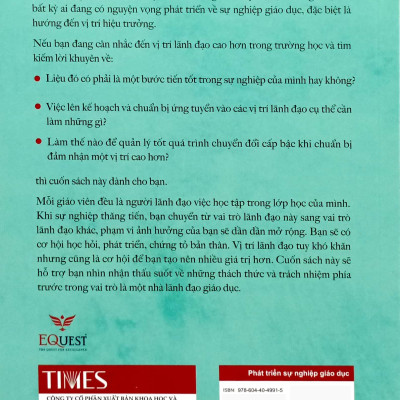 Sách - Phát Triển Sự Nghiệp Giáo Dục - Cẩm Nang Dành Cho Giáo Viên Quản Lí Cấp Trung Và Lãnh Đạo Trường Học