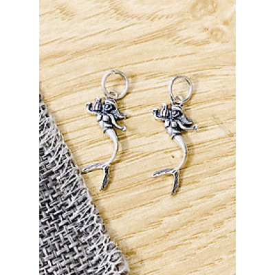 Combo 2 cái charm bạc hình nàng tiên cá treo - Ngọc Quý Gemstones