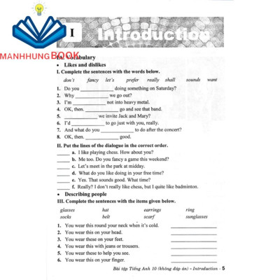 sách - bài tập tiếng anh lớp 10 - không đáp án (theo chương trình gdpt mới)