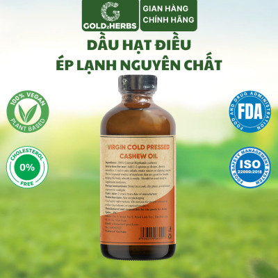 Dầu hạt điều ép lạnh nguyên chất GoldzHerbs - Chai 120ml/ 250ml